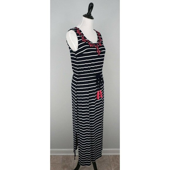 TALBOTS Black White Pink Long Elastic Summer Dress - Picture 4 of 7
